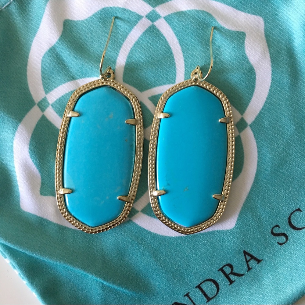 Kendra Scott Danielle Gold Earrings in Turquoise - Picture 2 of 3